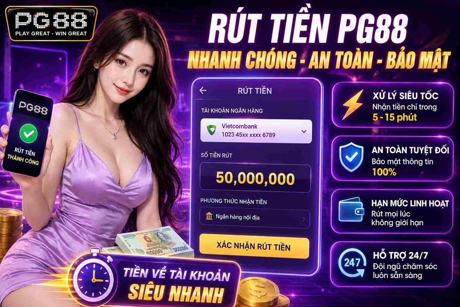 Rút tiền PG88 nhanh chóng và thuận tiện với quy trình giao dịch đơn giản.